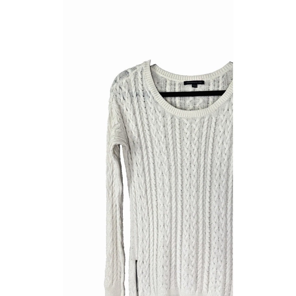 Retro Y2K American Eagle Womens Medium Sweater Cotton Cable Knit Zipper Detail